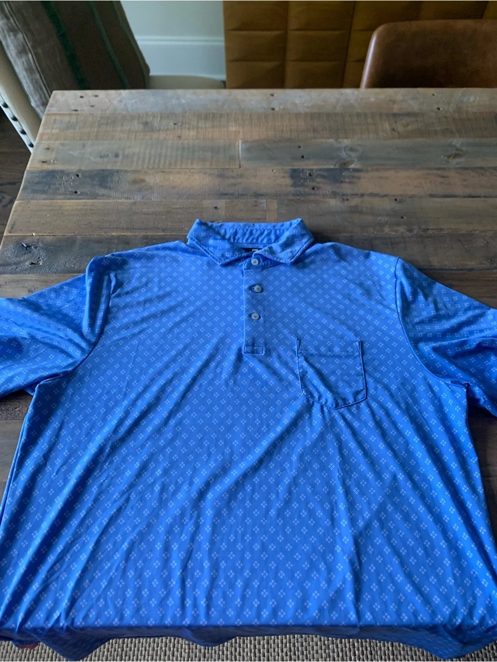 Ralph Lauren Blue Polo with Subtle White Microprint - Pelican Hill
